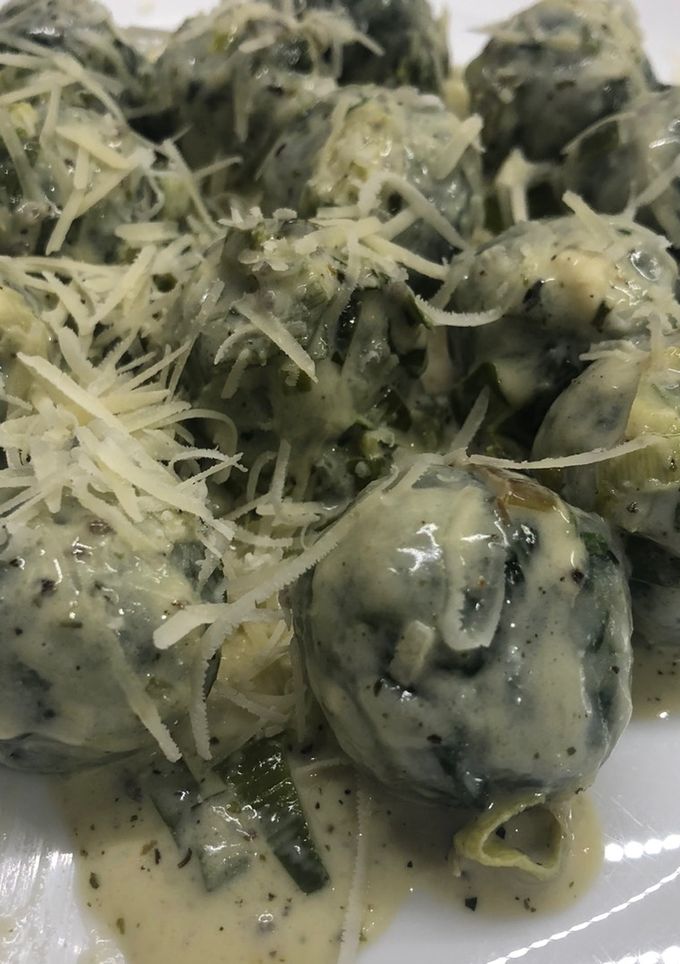 Una foto de Malfatti de espinaca