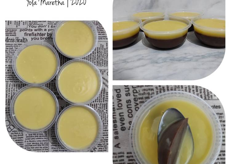 Cara Menyiapkan Choco puding with vla custard Kekinian