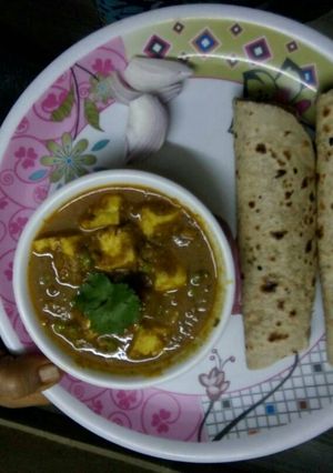 A picture of Paneer Curry & Roti.
