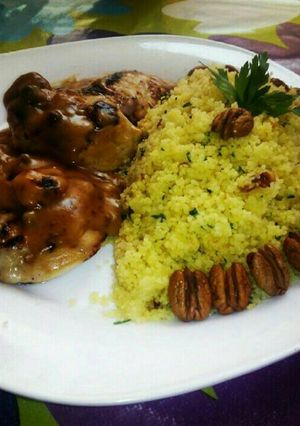 Una foto de Solomillo a la pimienta con cous-cous