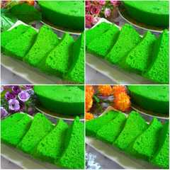 A picture of Bolu pandan kukus lembut.
