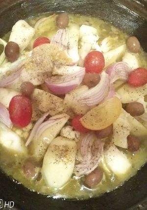 صورة لوصفة طاجين اللحم و بطاطا قصبية