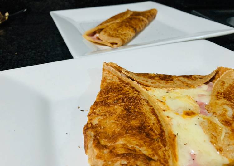 Crepes de harina de espelta con York y queso🧀🥞