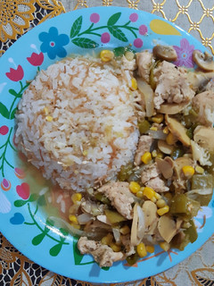 A picture of Chicken Tawook with Vegetables.