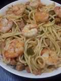 Spaguetti con camarones 