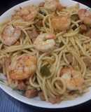 Spaguetti con camarones 
