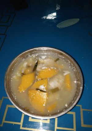 Hình của món Bí đỏ nấu canh với chuối.