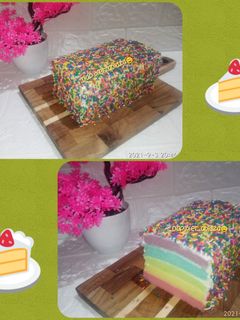 Foto resep Rainbow cake putih telur