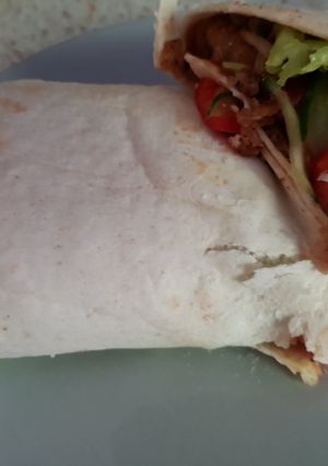 A picture of Giant Breaded chicken Wrap & Salad. 💜.
