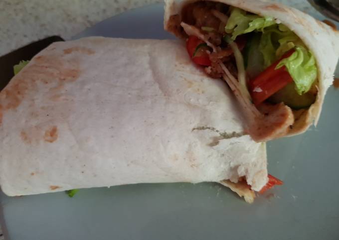 Giant Breaded chicken Wrap & Salad. 💜