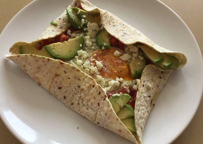 Breakfast tortilla with egg and avocado