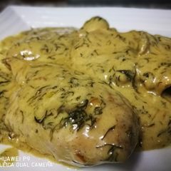 A picture of Cream lemon chicken.