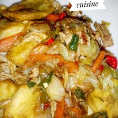 A picture of Veggies Sweet potatoes stir fry.