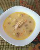 Суп с плавленым сырком, грибами и макаронами