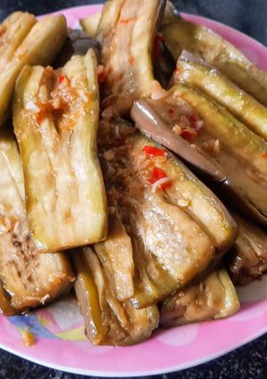 Hình của món Cà tím rim mắm ớt tỏi.