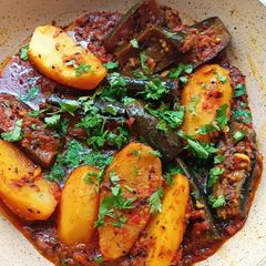 A picture of Potato Brinjal Shak.