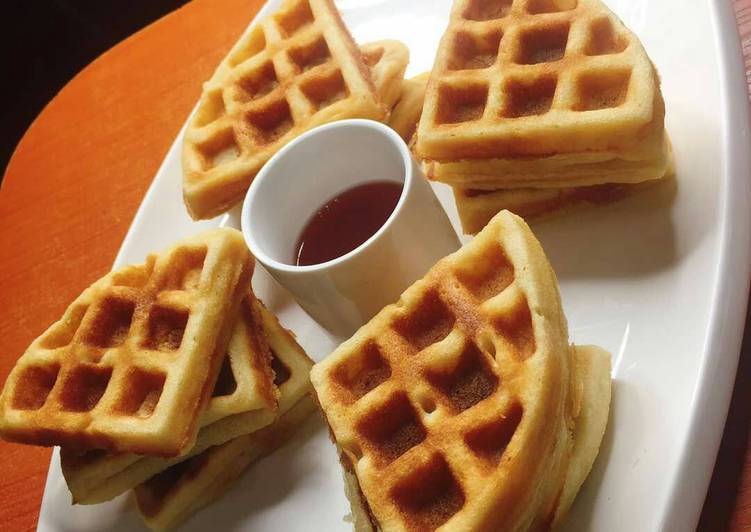 Recipe of Ultimate Waffle and syrup