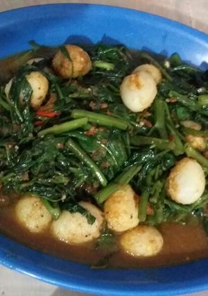 Foto resep Kangkung balacan telur puyuh