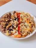 (Eatclean) Eggplant with Cheese + Sautéed Mushrooms, Tomato, and Egg + Egg Fried Rice