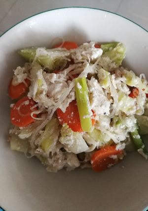 รูปของ วุ้นเส้นผัดผักรวมไก่และไข่ขาว #เย็นนี้ผอมแน่