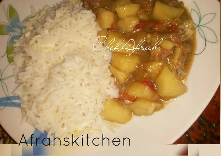 Easiest Way to Prepare Quick White rice with potatoes soup