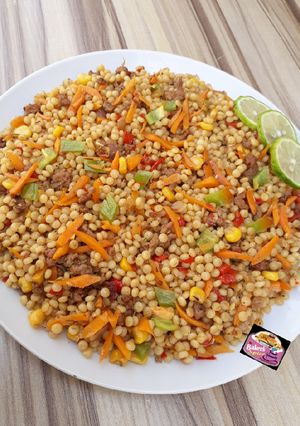 A picture of Pearl Couscous (Plomb) Stir fry.