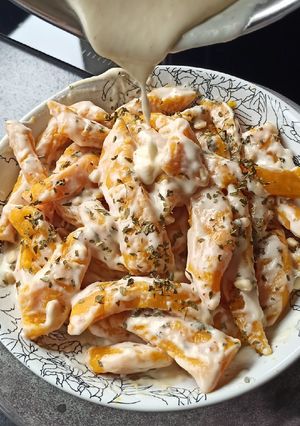 Une photo de Pâtes de potimarron sauce au fromage de brebis