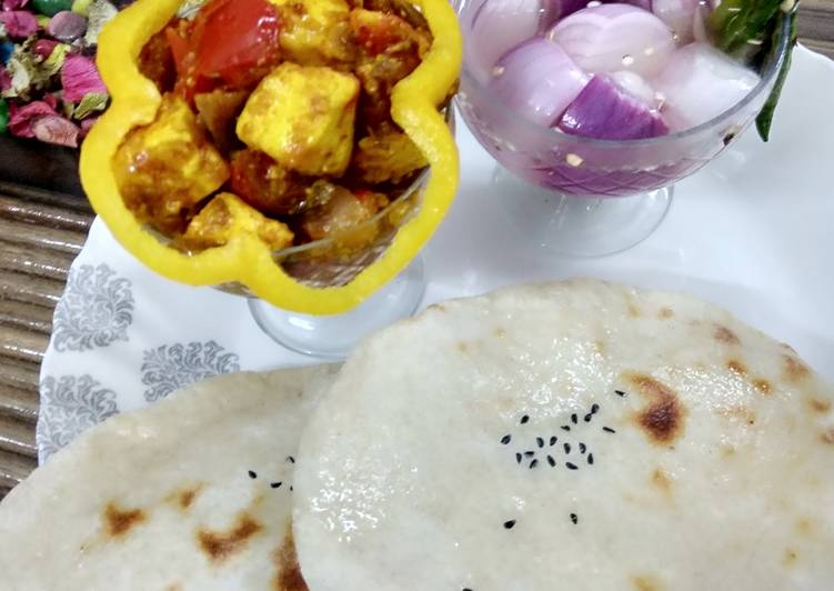 Suji naan with achaari paneer and sirke wala pyaaz