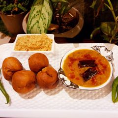 A picture of Dal Baati Churma.