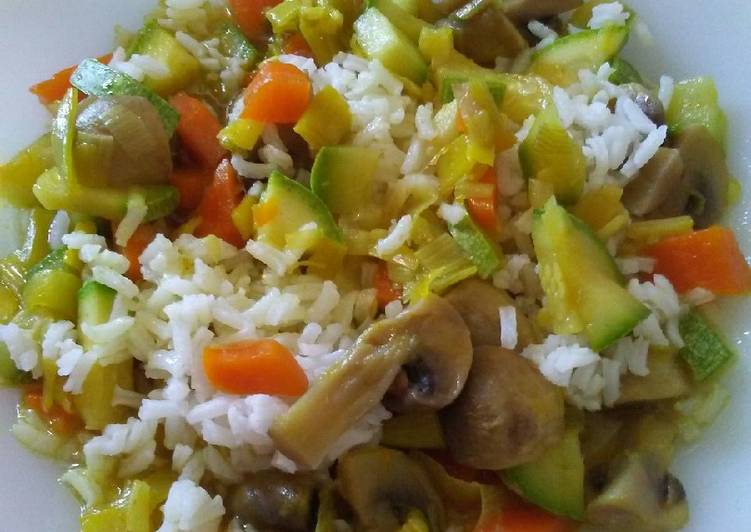Verduras con arroz blanco