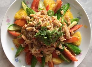 Hình của món Thịt ghẹ xào chua ngọt.