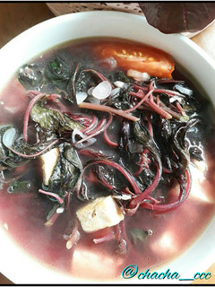 Foto resep Bayam Merah Tahu Cina (Sayur Bening)