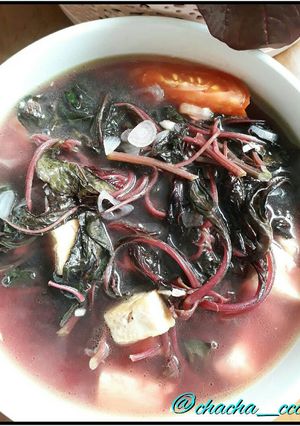 Foto resep Bayam Merah Tahu Cina (Sayur Bening)