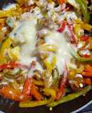Camarones con pimientos gratinado