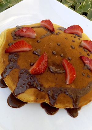 A picture of Eggless Pancakes#Breakfastcontest#PlateauState.