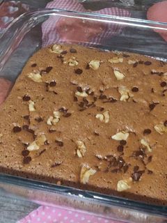 Una foto de Brownie con Nocilla o Nutella o similares