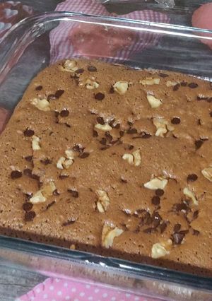 Una foto de Brownie con Nocilla o Nutella o similares