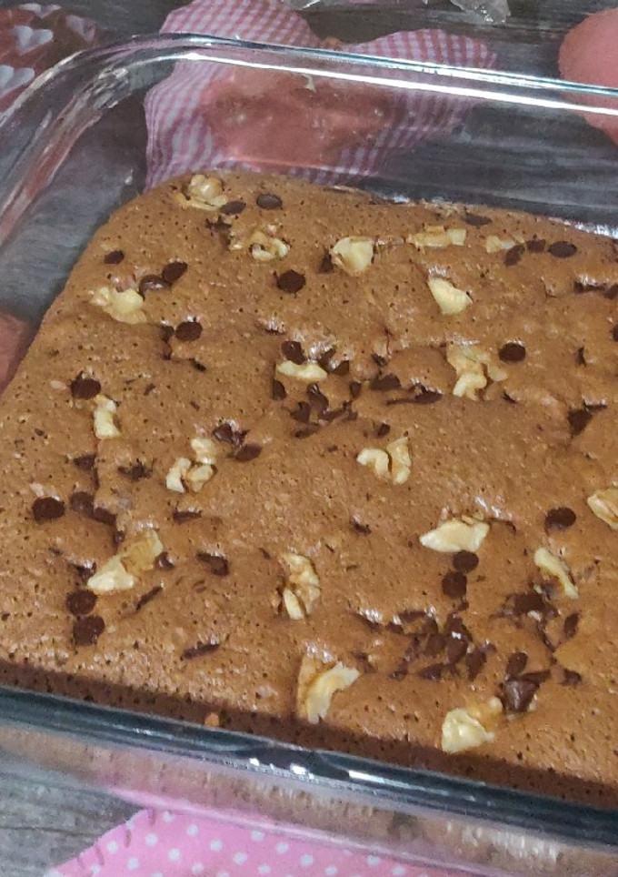 Una foto de Brownie con Nocilla o Nutella o similares