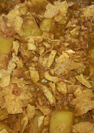 A picture of Potatoes and papar curry.