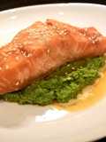 Asian Inspired Salmon With Ginger Mint Pea Puree