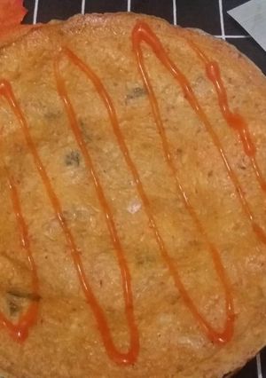 Hình của món Crepe kim chi bằng bột năng.