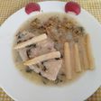 Pez espada o Emperador en salsa con espárragos y berberecho
