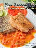Pan Seared Flour Coated Salmon with Tomato Butter Sauce
