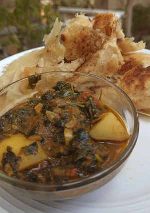 A picture of Methi aloo with paratha.