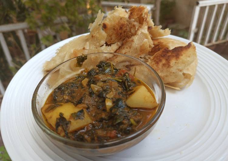 Methi aloo with paratha