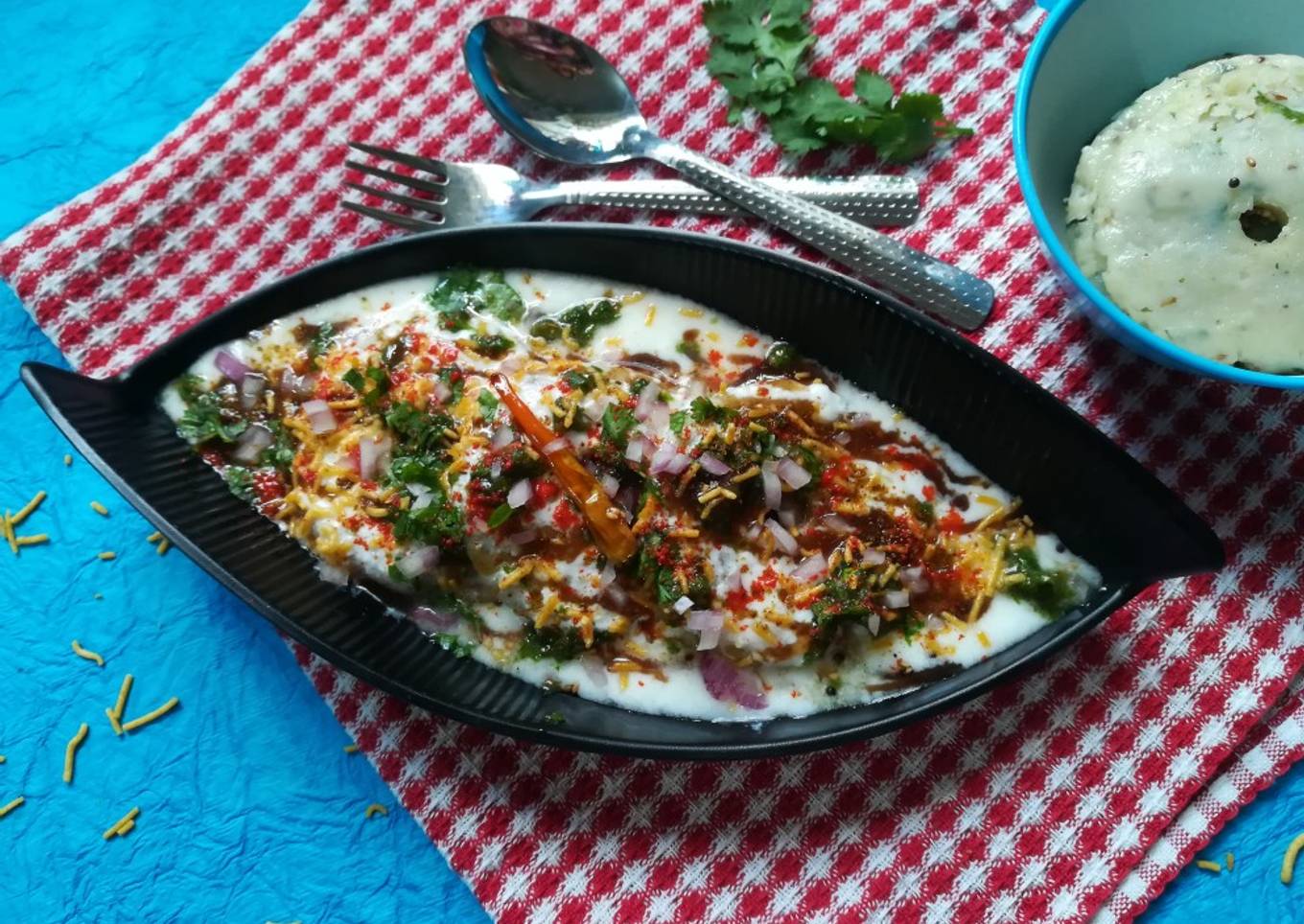 Steamed rice tikki chaat