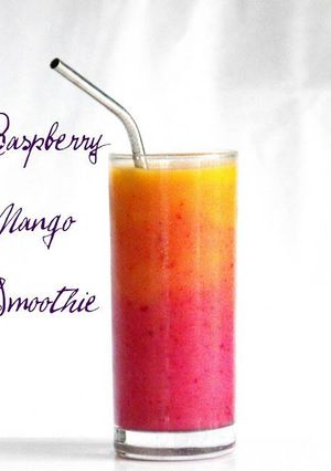 A picture of Raspberry Mango Sunrise smoothie.