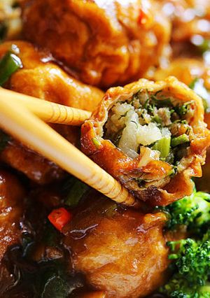 下飯菜-油麵筋塞肉 的食譜成品照片