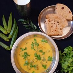Gujarati Kadhi with Ladies Finger A picture of Gujarati Kadhi with Ladies Finger.