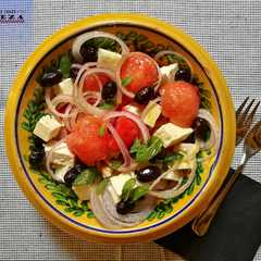 Una foto de Ensalada de sandía y feta